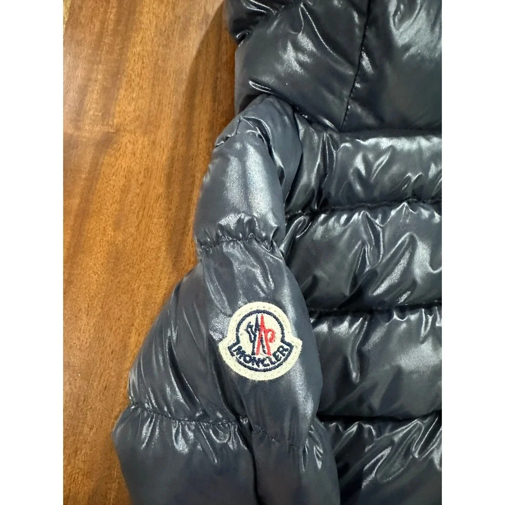 Moncler Authentic Aubert Giubbotto Hooded Puffer Jacket Blue Size 9/12 Months
